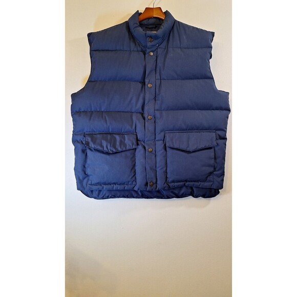 Vtg CABELA'S Goode Down Navy Puffer Vest Men's Large Gorpcore Outdoors Hunting